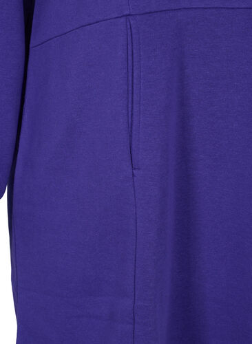 Lång sweatshirt med huva och fickor, Deep Blue, Packshot image number 3
