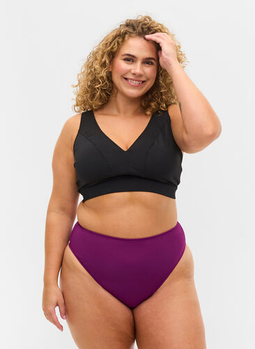 Bikinitrosa med hög midja, Dark Purple, Model image number 0