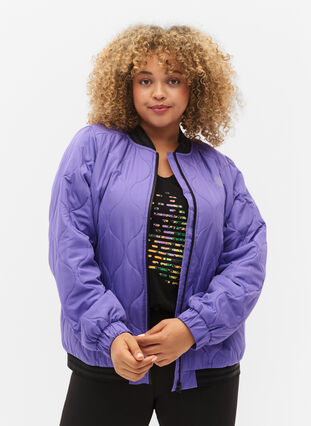 Bomberjacka med fickor och glitter, Passion Flower, Model image number 0