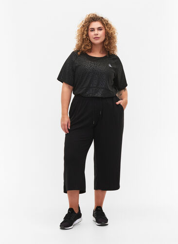 Träningst-shirt med tryck och mesh, Black, Model image number 3