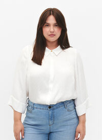 Skjorta i viskos med ton-i-ton mönster, Bright White, Model