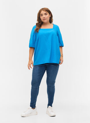 Blus med ballongärmar, Indigo Bunting, Model image number 2
