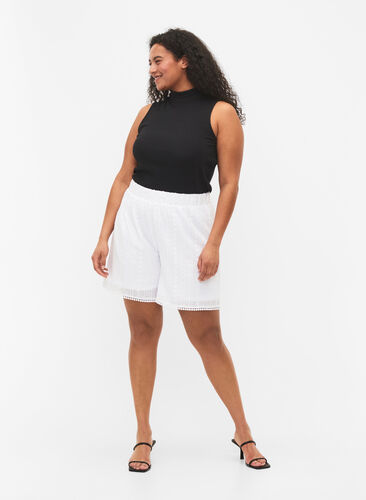 Shorts med struktur, Bright White, Model image number 0