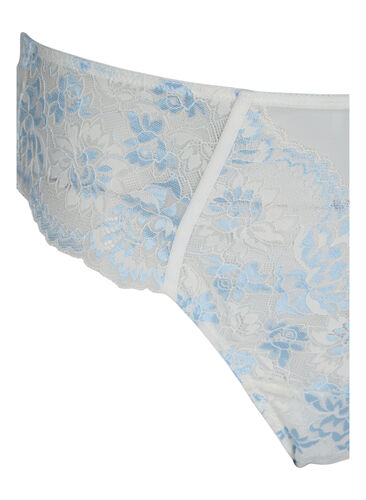 Stringtrosa i spets med normal midjehöjd, Tofu w. blue, Packshot image number 2
