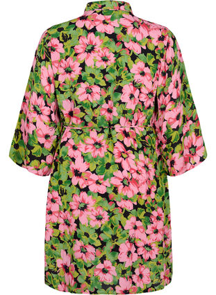 Skjortklänning i viskos med blommönster, Pink G. Flower AOP, Packshot image number 1