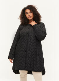 Quiltad jacka med knappar, Black, Model
