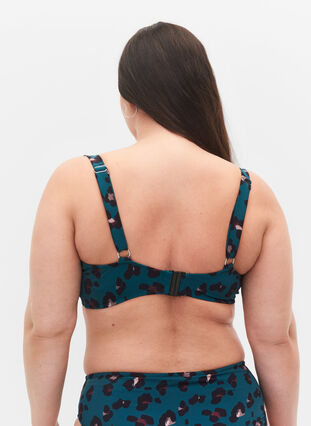 Bikini-bh med drapering och band över bysten, Leopard, Model image number 1