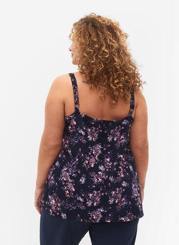 Topp med tryck från FLASH, Navy Rose Flower, Model image number 1