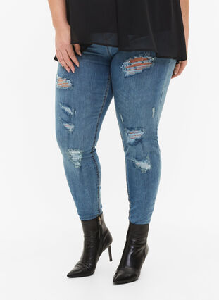 Enfärgad blus med fladdermusärmar och V-ringad hals, Black, Model image number 2