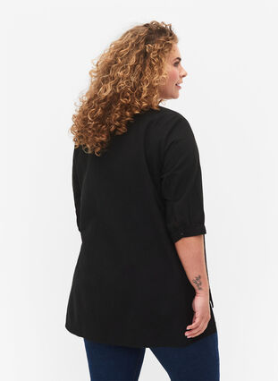 FLASH – Bomullsblus med halvlånga ärmar, Black, Model image number 1