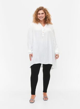 Viskos tunika med ton-i-ton mönster, Bright White, Model image number 2