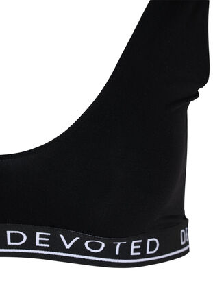 Sömlös bh med texttryck, Black, Packshot image number 2