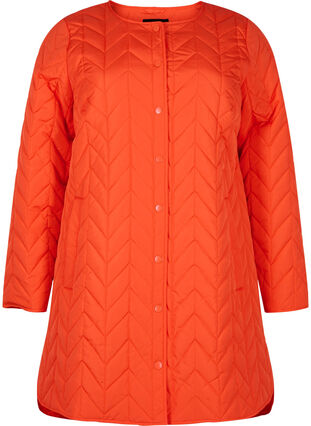 Quiltad jacka med knappar, Tangerine Tango, Packshot image number 0