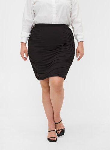 Kroppsnära kjol i viskos, Black, Model image number 2