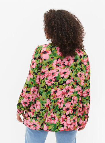 Blommig skjorta i viskos, Pink G. Flower AOP, Model image number 1