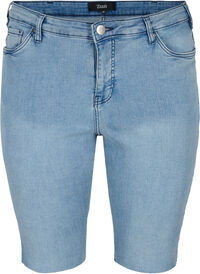 Långa denimshorts med rå kant