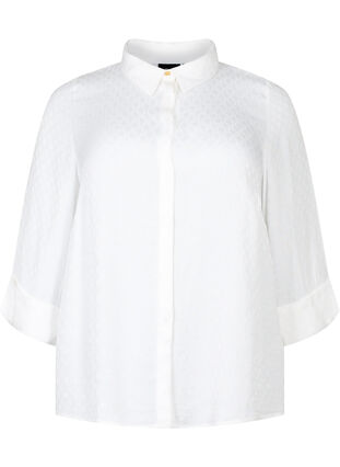 Skjorta i viskos med ton-i-ton mönster, Bright White, Packshot image number 0
