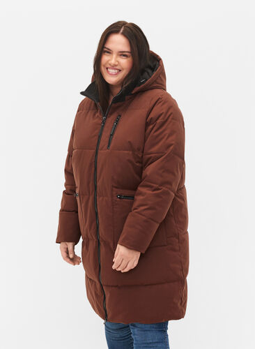 Vinterjacka med avtagbar huva, Friar Brown, Model image number 0