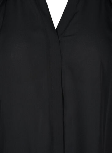 Långärmad skjorta med volangkrage, Black, Packshot image number 2