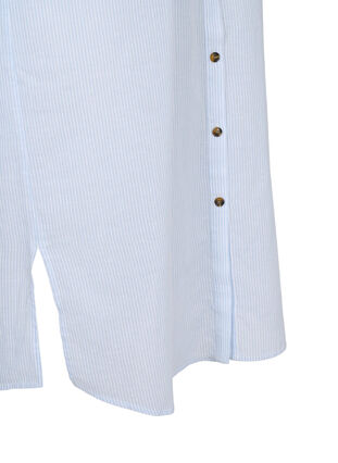 Lång skjortklänning i randigt bomullstyg, Blue Stripe, Packshot image number 3