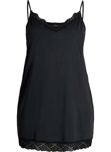 Nattlinne med spetsdetaljer, Black, Packshot image number 0