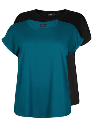 2-pack kortärmade t-shirtar, Deep Teal / Black, Packshot image number 0