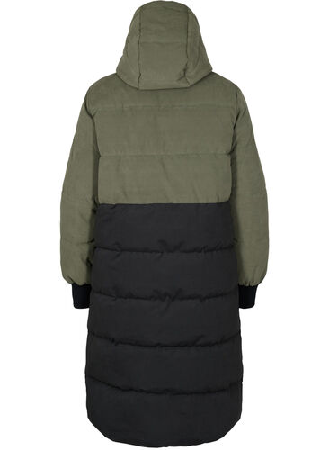 Lång vinterjacka med colour block, Grape Leaf W/Blk, Packshot image number 1