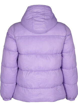Kort pufferjacka med huva, Lavender, Packshot image number 1