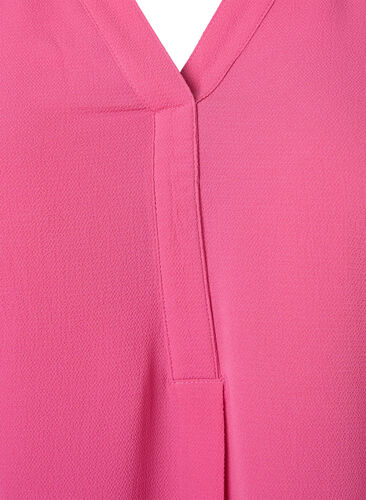Enfärgad blus med v-hals, Shocking Pink, Packshot image number 2