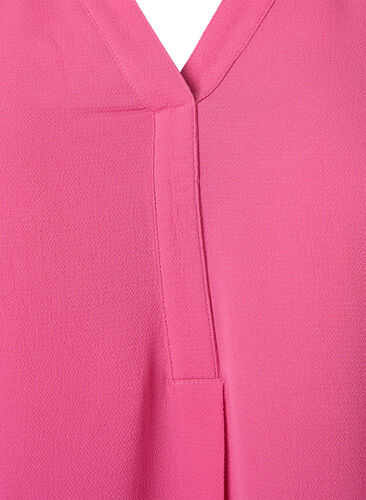 Enfärgad blus med v-hals, Shocking Pink, Packshot image number 2