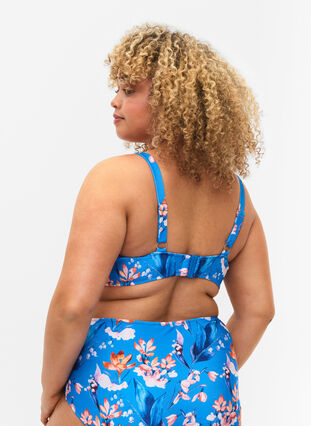 Bikinitopp med tryck, Bright Blue Print, Model image number 1