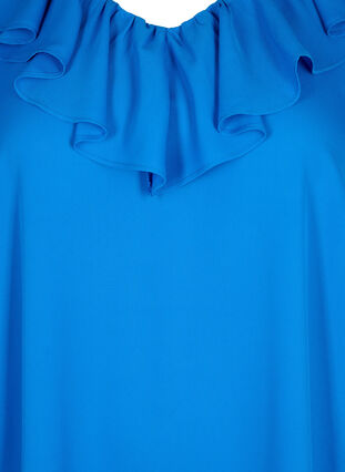 Långärmad blus med volang, Strong Blue, Packshot image number 2
