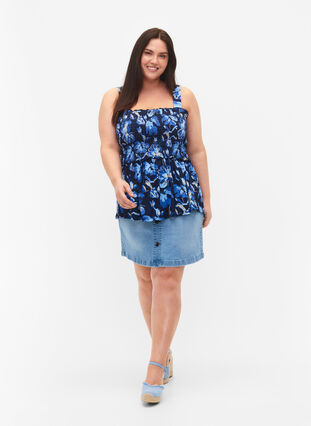 Amningsvänlig topp med smock, Blue Flower Print, Model image number 4