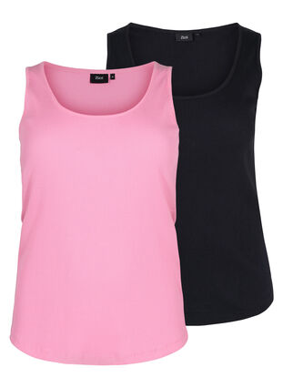 2-pack ribbad bas-tanktop , Rosebloom/Black, Packshot image number 0