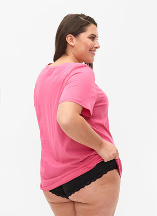 Sovtröja i bomull med tryck, Hot Pink w. Be, Model image number 1