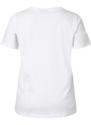 T-shirt i bomull med rund hals och tryck, Bright White W. Love, Packshot image number 1