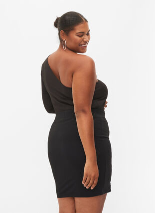 Kroppsnära kjol med snörning, Black, Model image number 3