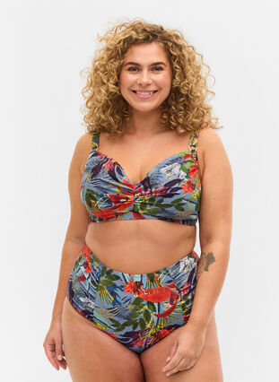 Bikiniunderdel med hög midja och blommigt tryck, Citadel AOP, Model image number 0