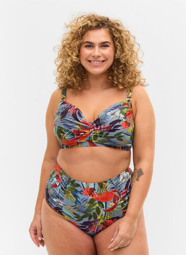 Bikiniunderdel med hög midja och blommigt tryck, Citadel AOP, Model image number 0