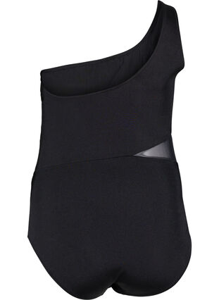 One-shoulder baddräkt med mesh, Black, Packshot image number 1