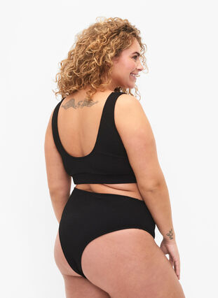 Bikinitrosor med crepe-struktur, Black, Model image number 1