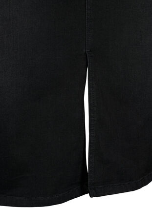 Knälång jeanskjol med slits, Black, Packshot image number 3