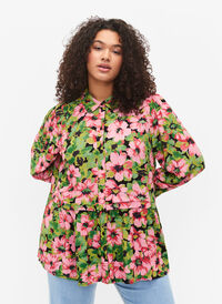 Blommig skjorta i viskos, Pink G. Flower AOP, Model
