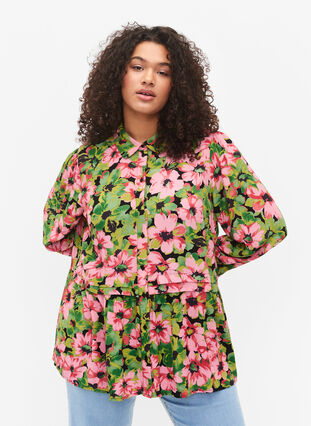 Blommig skjorta i viskos, Pink G. Flower AOP, Model image number 0
