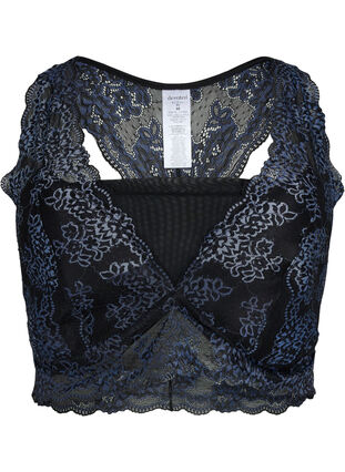 Bh med spets och mesh, Black w. blue lace, Packshot image number 0