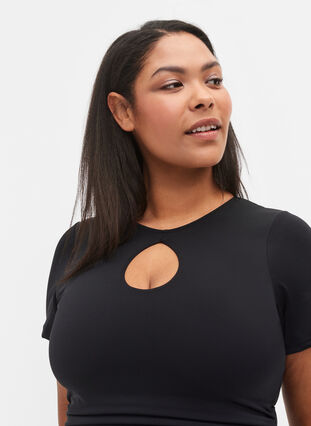 Baddräkt med korta ärmar, Black, Model image number 2