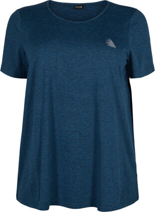 Melerad tränings t-shirt med rund hals, Night Sky Mel., Packshot image number 0