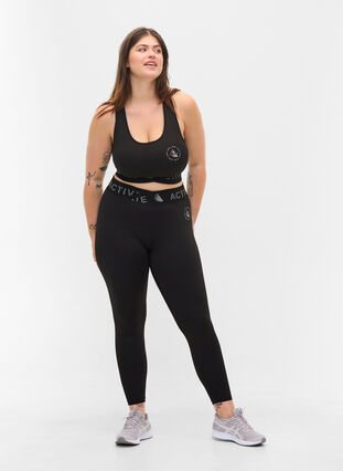 Sport-bh med texttryck, Black, Model image number 3