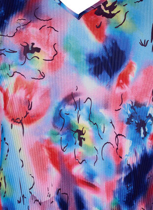 Plisserad blus med 3/4-ärmar, Lavender Space AOP, Packshot image number 2