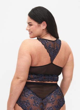 Bh med spets och mesh, Black w. blue lace, Model image number 1